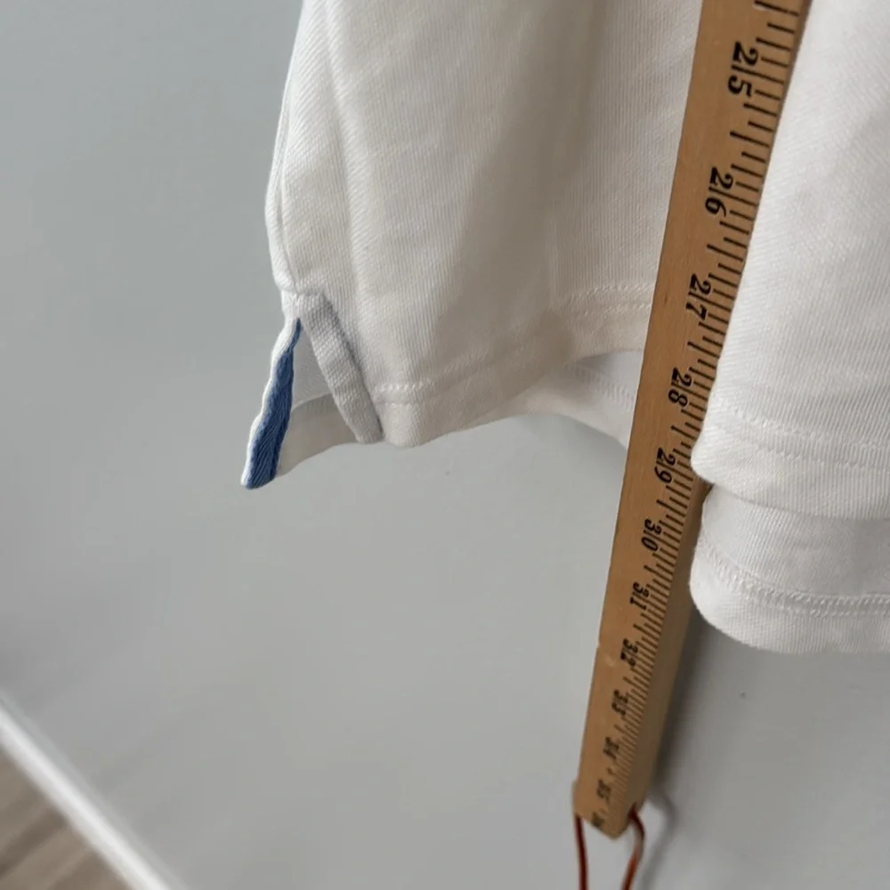 Johnnie-O White Polo Shirt with Blue Logo Size XL Golf Summer Travel - Picture 6 of 8